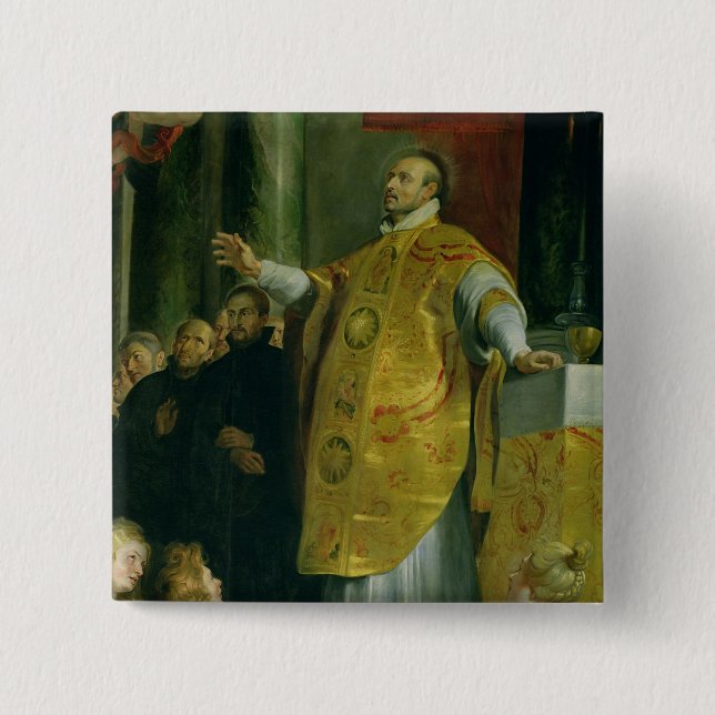 The Vision of St. Ignatius of Loyola Pinback Button (Front)