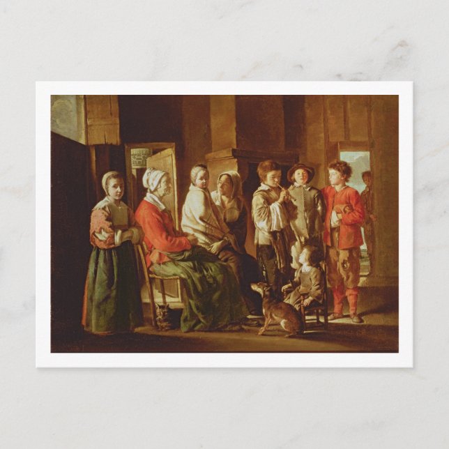 The Visit to the Grandmother (oil on canvas) Postcard (Front)