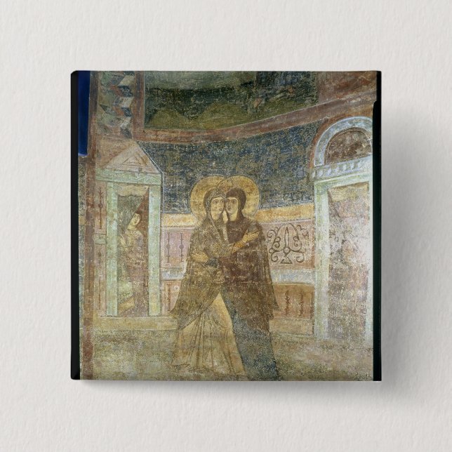 The Visitation, detail from the chapel interior Pinback Button (Front)