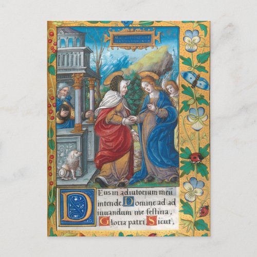 The Visitation of St Elizabeth Medieval Manuscript Postcard