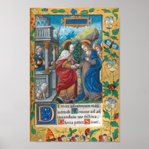 The Visitation of St Elizabeth Medieval Manuscript Poster