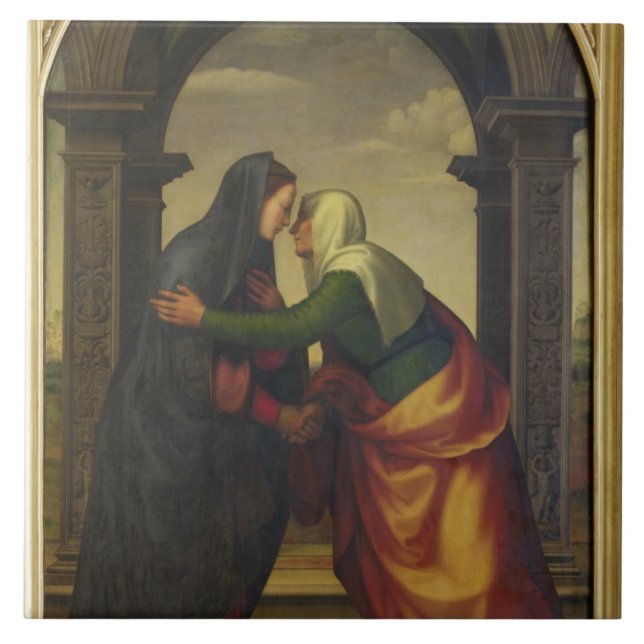 The Visitation of St. Elizabeth to the Virgin Mary Tile (Front)