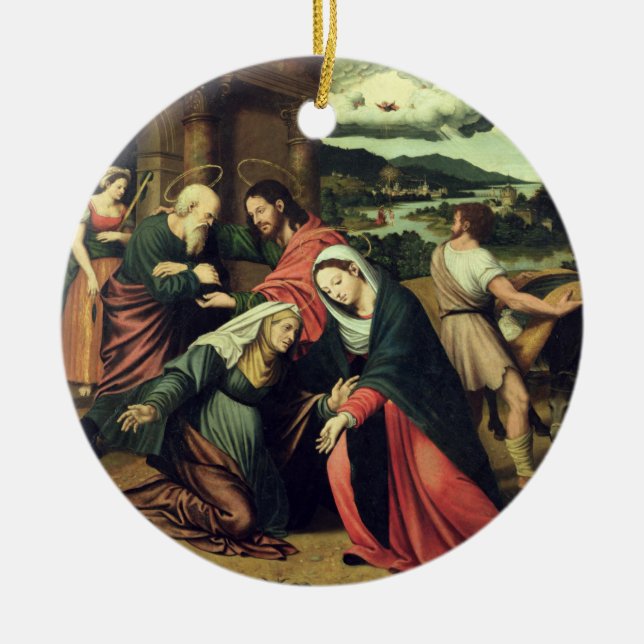 The Visitation (oil on panel) 2 Ceramic Ornament (Front)