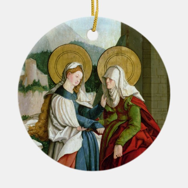 The Visitation (oil on panel) Ceramic Ornament (Front)