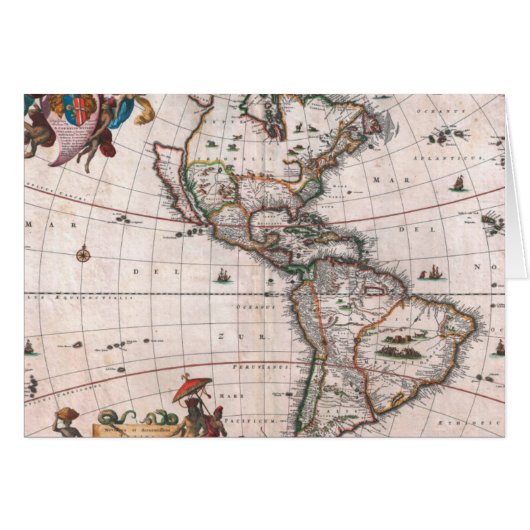 The Visscher map of the New World Cards (Front Horizontal)