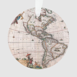 The Visscher map of the New World Ornament