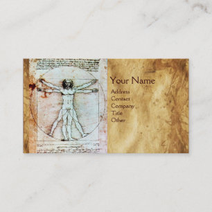 THE VITRUVIAN MAN , Antique Brown Parchment Business Card