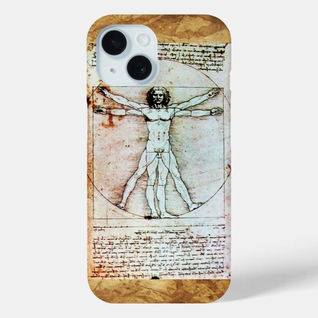 THE VITRUVIAN MAN , Antique Brown Parchment Case-Mate iPhone Case (Back)