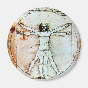 THE VITRUVIAN MAN , Antique Brown Parchment Magnet