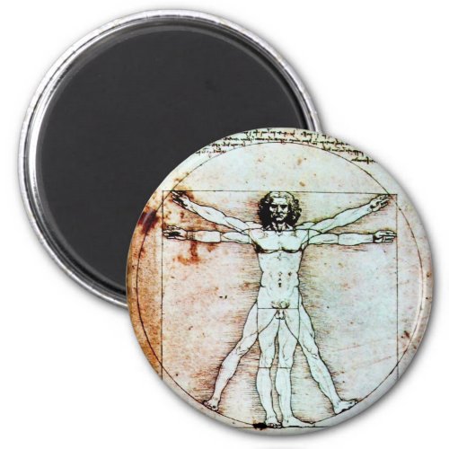 THE VITRUVIAN MAN  Antique Brown Parchment Magnet