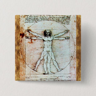 THE VITRUVIAN MAN Antique Parchment Button
