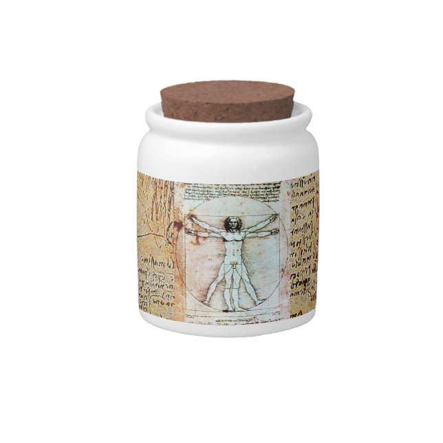 THE VITRUVIAN MAN Antique Parchment Candy Jar (Front)