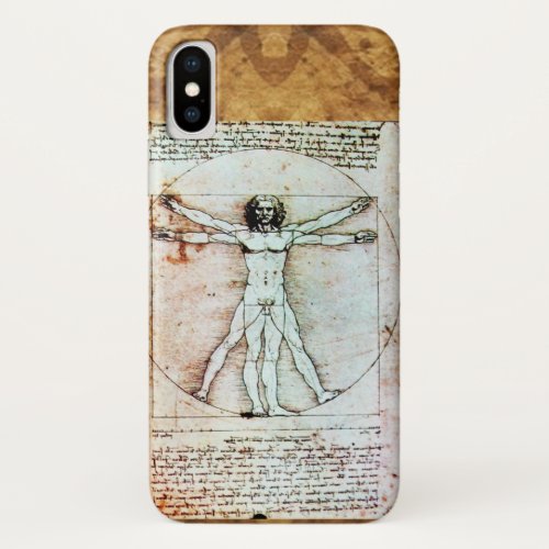 THE VITRUVIAN MAN Antique Parchment iPhone X Case