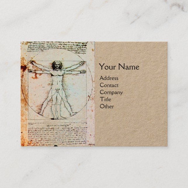 THE VITRUVIAN MAN Antique Parchment Craft Business Card (Front)