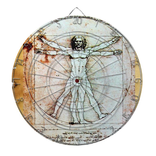 THE VITRUVIAN MAN Antique Parchment Dartboard (Front)