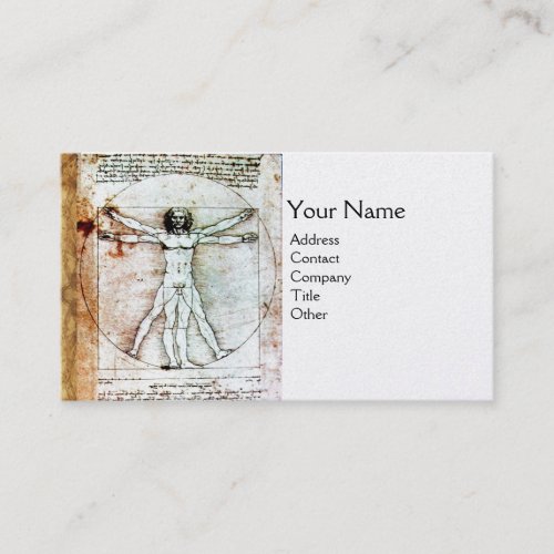 THE VITRUVIAN MAN Antique Parchment gold metallic Business Card