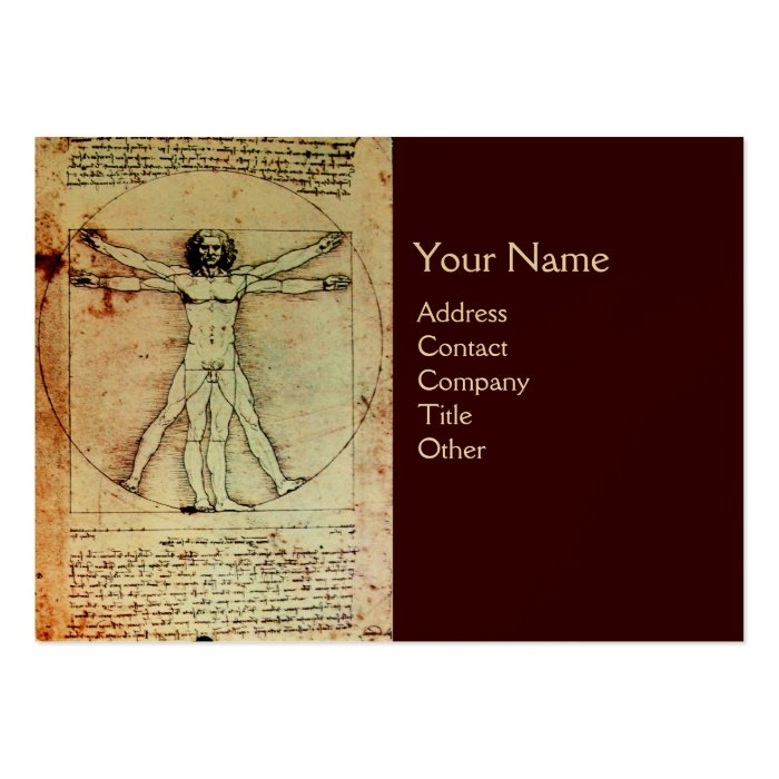 THE VITRUVIAN MAN ,Antique Parchment gold metallic Business Cards