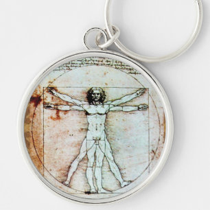 THE VITRUVIAN MAN Antique Parchment Keychain