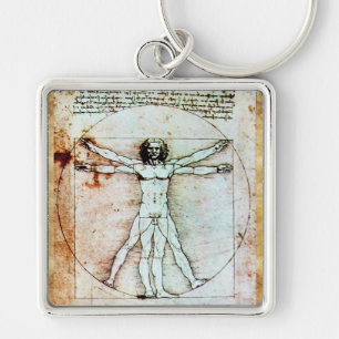 THE VITRUVIAN MAN Antique Parchment Keychain