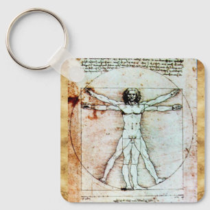 THE VITRUVIAN MAN Antique Parchment Keychain