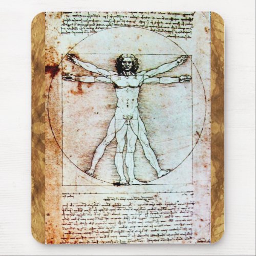 THE VITRUVIAN MAN  Antique  Parchment Mouse Pad