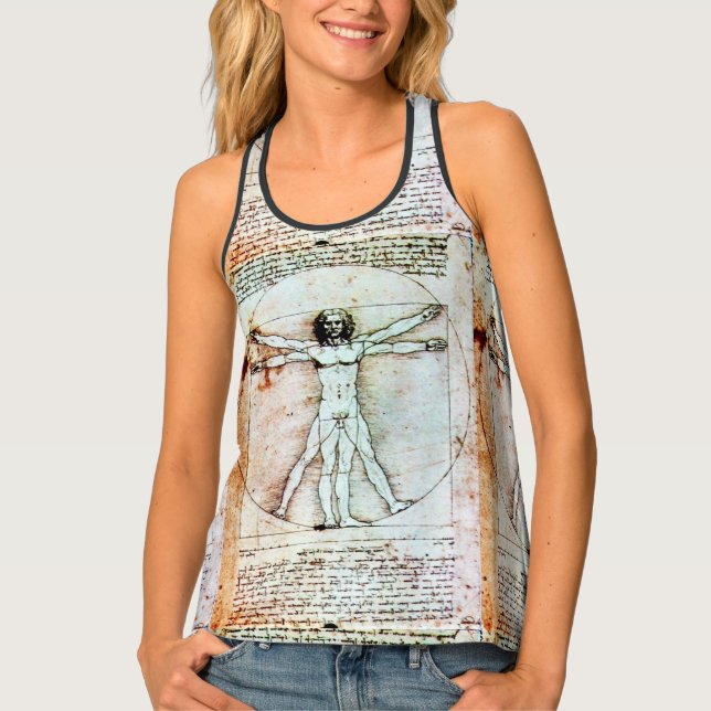 THE VITRUVIAN MAN Antique Parchment Tank Top (Front)