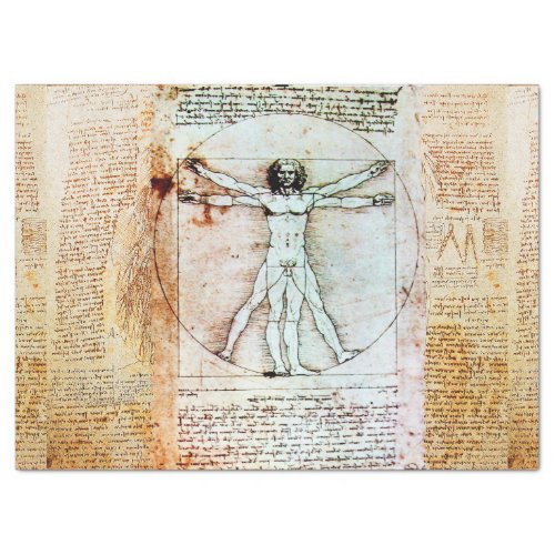 THE VITRUVIAN MAN  Antique  Parchment Tissue Paper