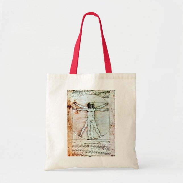 THE VITRUVIAN MAN  Antique  Parchment Tote Bag (Front)