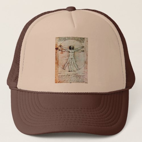 THE VITRUVIAN MAN  Antique  Parchment Trucker Hat