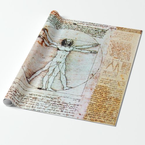 THE VITRUVIAN MAN by Leonardo Da Vinci Wrapping Paper