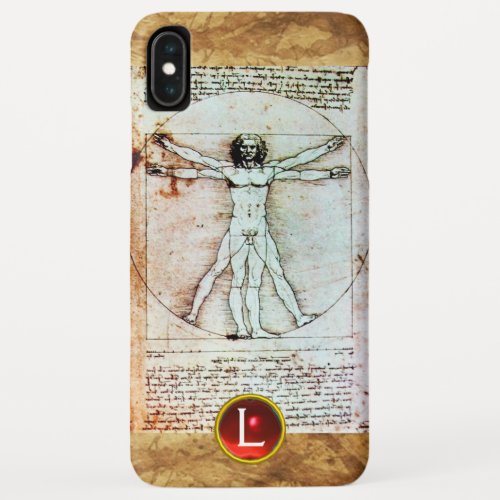 THE VITRUVIAN MAN Monogram Red Ruby Brown iPhone XS Max Case