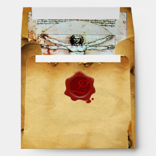 THE VITRUVIAN MAN WAX SEAL MONOGRAM PARCHMENT ENVELOPE