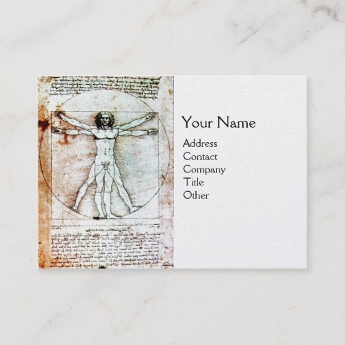 THE VITRUVIAN MAN , Gold Metallic Business Card Template