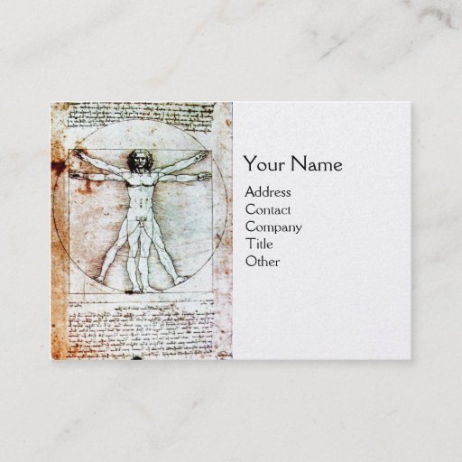 Customizable THE VITRUVIAN MAN , Gold Metallic Business Card Template