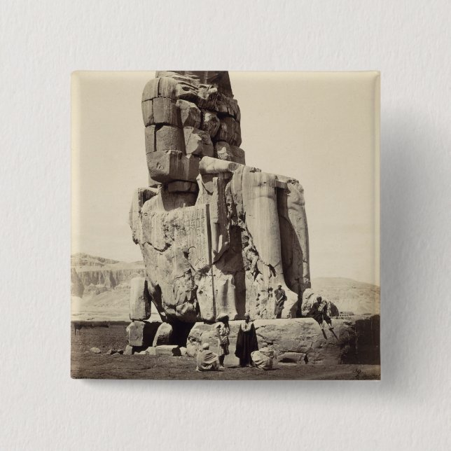 The 'Vocal Memnon', Colossal Statue of Amenhotep I Pinback Button (Front)