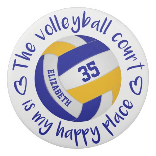 The volleyball court is my happy place blue gold eraser