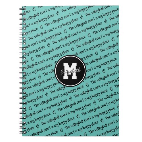 The volleyball court is my happy place light teal notebook