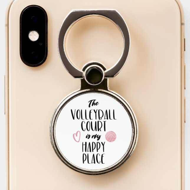 The volleyball court is my happy place phone ring stand (Close Up)