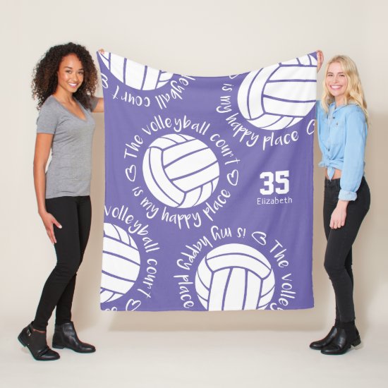 The volleyball court is my happy place typography fleece blanket