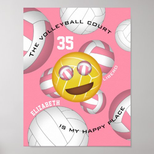 The volleyball court is my happy place vball emoji poster