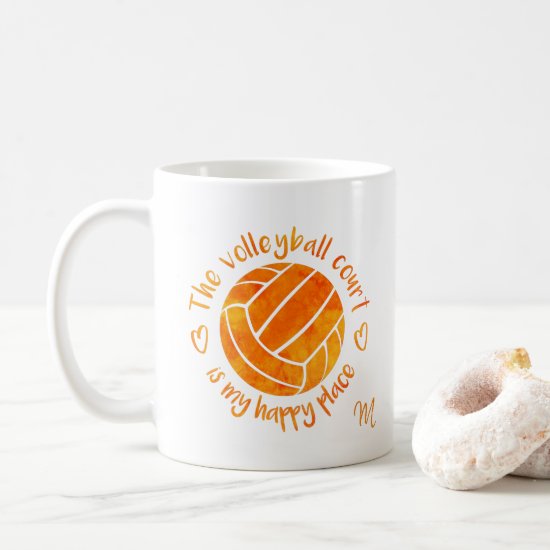 The volleyball court my happy place sunny orange coffee mug