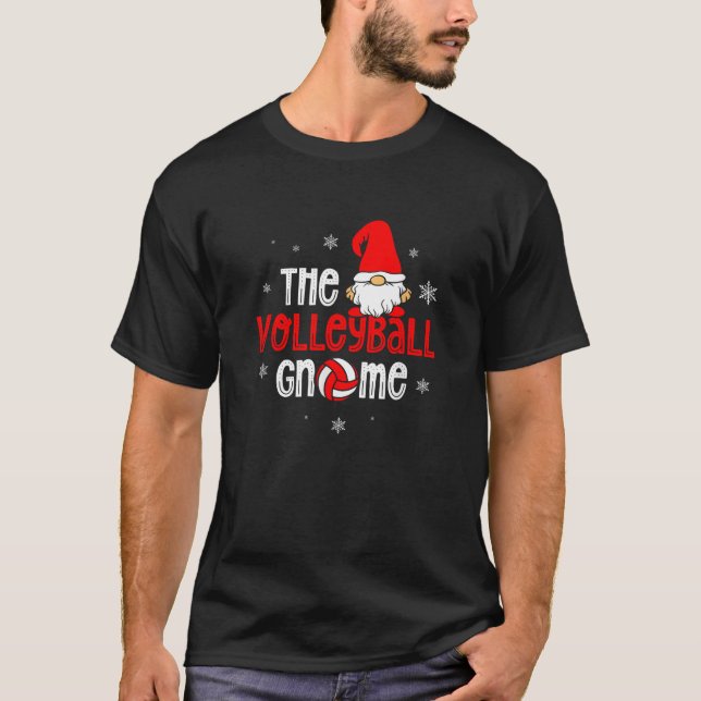 The Volleyball Gnome Christmas Holiday Season Voll T-Shirt (Front)
