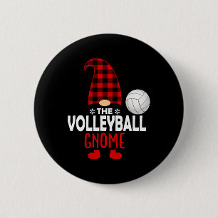The Volleyball Gnome Family Xmas Christmas Button
