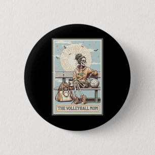 The Volleyll Mom Skeleton Tarot Card Game Day Moth Button