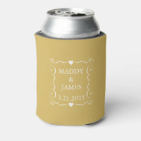 Modern Monogram Simple Cream Ivory Wedding Favor Can Cooler