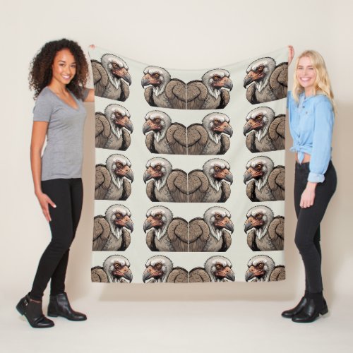 The Vulture Drawing Pattern Fleece Blanket