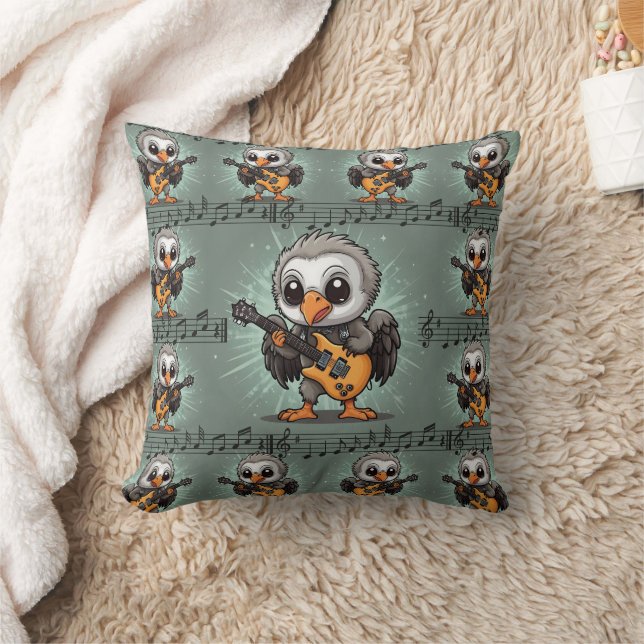 The Vulture Musician Print Throw Pillow (Blanket)