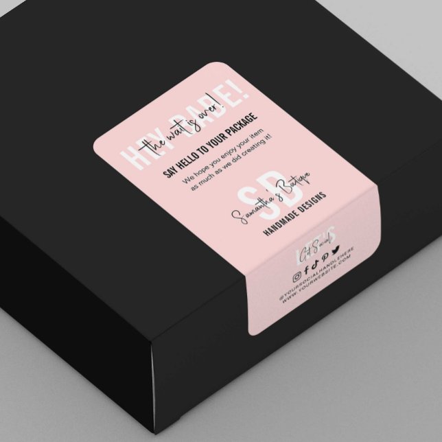 The Wait Is Over Pink Business Thank You Packaging Label (Creator Uploaded)