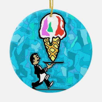 The Waiter. Ceramic Ornament by dreams2innovation at Zazzle