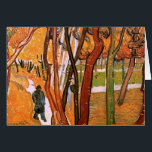 The Walk: Falling Leaves by Vincent van Gogh Cards<br><div class="desc">The Walk: Falling Leaves by Vincent van Gogh is a vintage fine art post impressionism landscape nature painting. People are walking in a park with trees in the autumn season while golden yellow and orange leaves are falling to the ground. A man is taking a stroll or a leaf walk...</div>